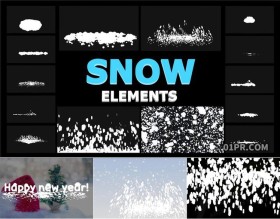 Pr图形模板 14组4K卡通手绘冬天雪花落雪下雪动画元素 Pr素材